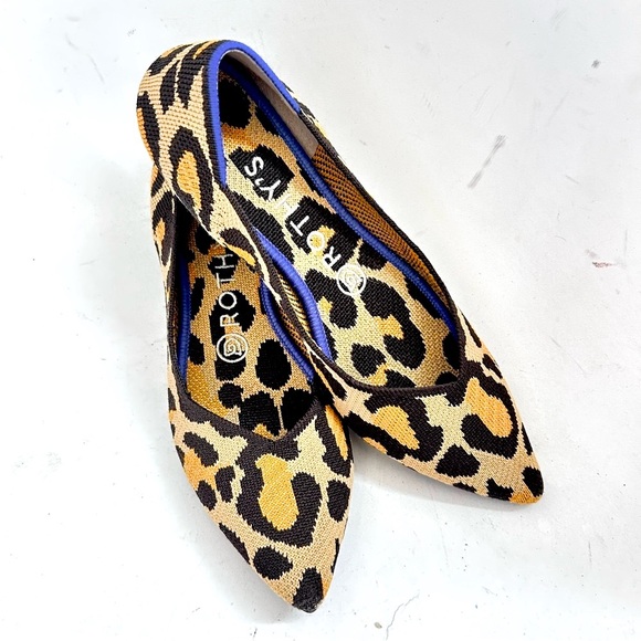 Rothy's The Point Big Cat Flats Pointed Toe Leopard Print Size 7 - Picture 3 of 9